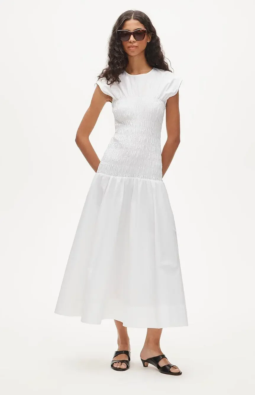 J Crew Smocked Dress S Poplin NWT CS730 Travel Resort Romantic Western Coastal